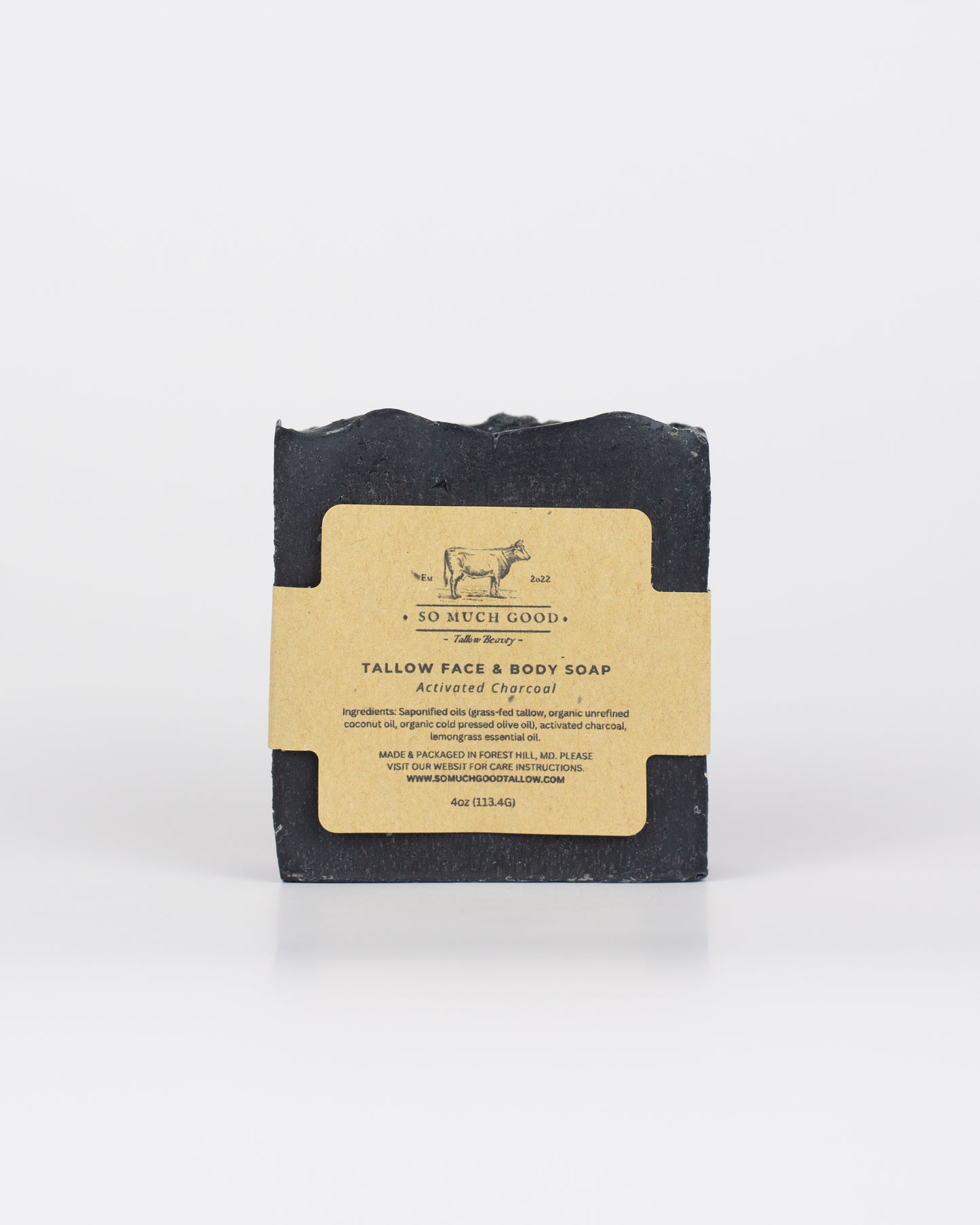 Face and Body Tallow Soap - Activated Charcoal